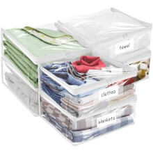 Sacs de rangement transparents en PVC avec fermeture éclair, lot de 6, 40 x 35 x 10 cm