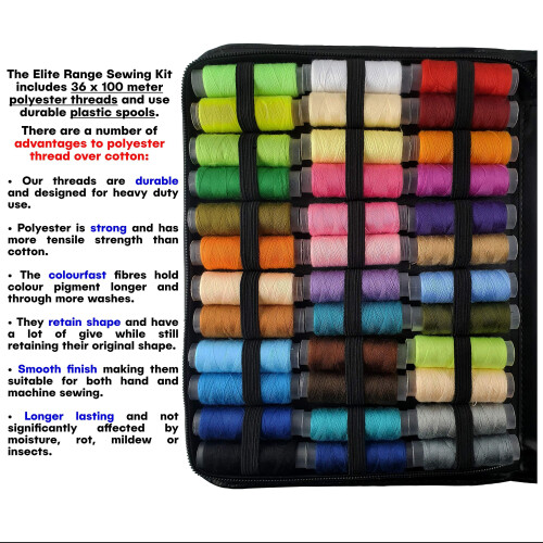 Elite Range Professional Sewing Kit - Portable Sewing Accessories Bag - Includes Full Size Tailor Scissors 2
