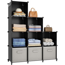 9-Cube Portable Closet Organizer Shelves, White – for Clothes, Bedroom, Kids Room, Bathroom, Wardrobe – Compatible with Standard Cubes
