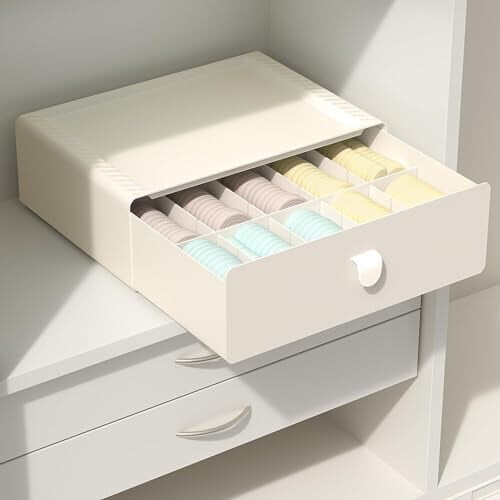 Beige Unterwäsche-Schubladenbox – 15 Fächer