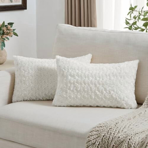 Housses de coussin texturées roses blanches (lot de 2), 45 x 45 cm