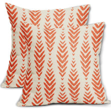 Fodere per cuscini Boho arancioni 18x18, set da 2, cuscini decorativi in lino con motivo geometrico a spina di pesce per divano, letto –