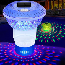 Solar Pool Chlorine Floater with Colorful Lights, Button Control, Adjustable Release – Compatible with Hot Tubs