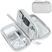 Portable Waterproof Travel Cable Organizer Bag – Double-Layer Storage for Cords, Chargers, Phones, Earphones (Grey)