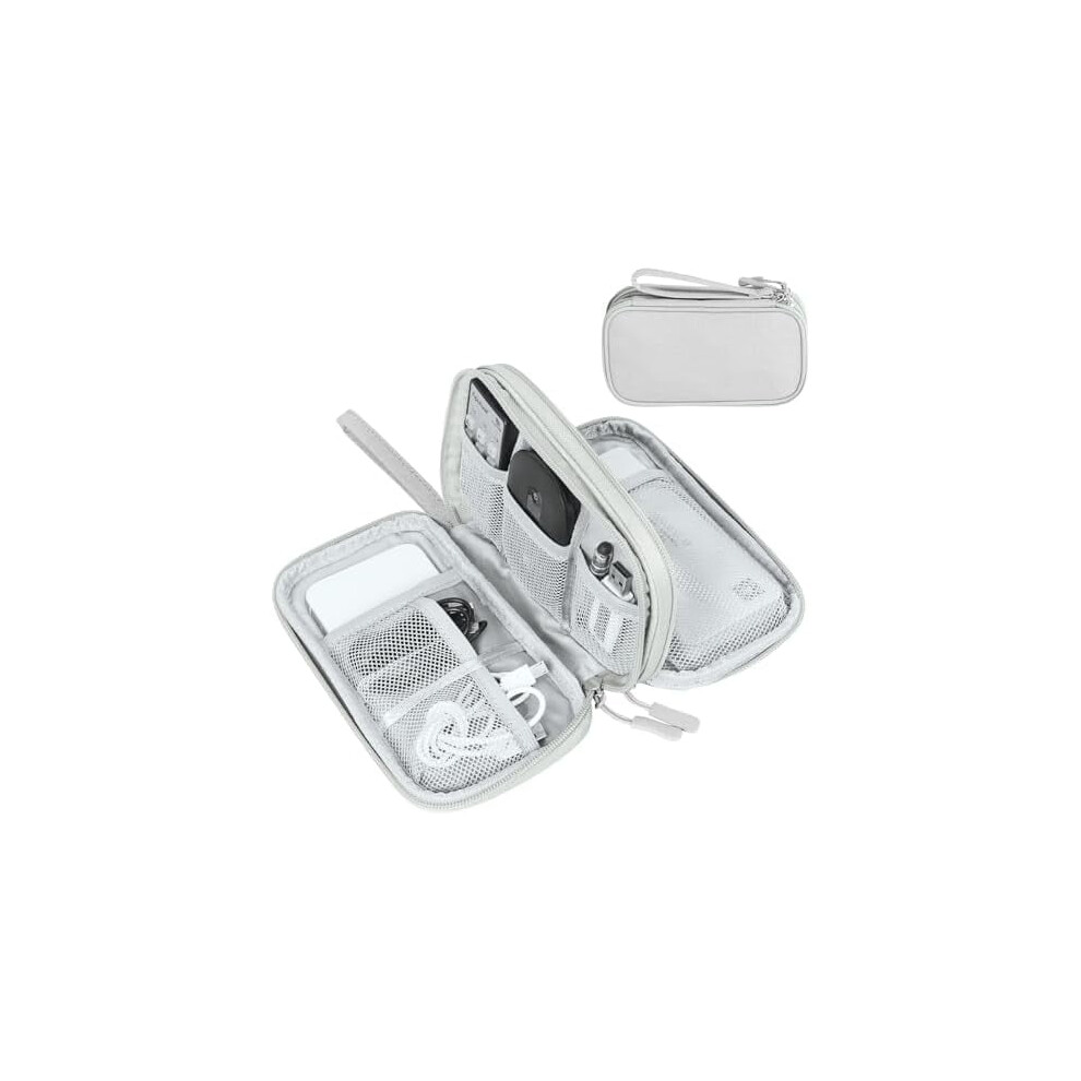 Portable Waterproof Travel Cable Organizer Bag Â Double-Layer Storage For Cords, Chargers, Phone, Earphones (Grey) Grey 9450273765860