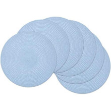 Ronde gevlochten placemats set van 6 ronde tafelmatten voor eettafels 15 inch (lichtblauw, 6)