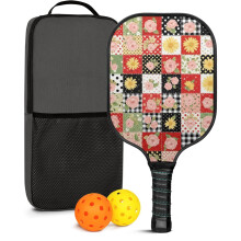 Set di racchette da pickleball in fibra di vetro con decorazioni floreali, 2 palline e borsa – Adatto per giocare sia all'interno che all'esterno.