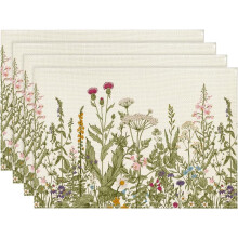 4 stuks Boheemse blauwe placemats, 30x45 cm, wasbare rustieke linnen tafelmatten voor thuis, feestjes, kamperen, bruiloften – geschikt voor