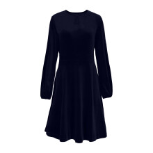 Damklänning i sammet, långärmad, rund hals, dragkedja fram, enfärgad, avslappnad, figurnära, 100 % polyester, S-2XL, plusstorlekar
