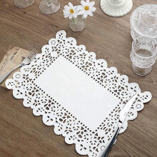 BalsaCircle100Wit14" Rechthoekige Wegwerp Papieren Servetjes Placemats Kanten Rand