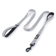Plutus Pet Double Handle Dog Lead 1.8m, Heavy Duty, Reflective Dual Handle Dog Lead for Safety Training, for Medium Large Dogs,2 Handle Leads(Grey)