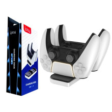 Estación de carga inalámbrica doble para mandos de PS5: base de carga rápida para DualSense/DualSense Edge, indicadores LED, protección contra