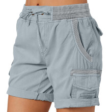 Calças femininas modernas estilo cargo, shorts folgados de verão para caminhadas com bolsos.