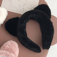TOYMYTOY Bandeaux oreilles de chat mignons en peluche noire pour décoration de cheveux et spa (2 pièces)