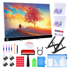 A3 LED Light Pad for Diamond Painting,Ratukall Diamond Art Light Board Kit,Portable Light Box for Tracing with 5D Painting Tools Set for Full Drill