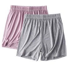 lulshou Shorts für Damen, 2er-Pack, Sommer, einfarbig, elastischer Bund, Freizeit, dünn, große Größen, Home-Hosen, Sportbekleidung