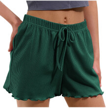 Shorts femininos Verão 2025, casuais, com cintura elástica, folgados, lisos, em promoção.