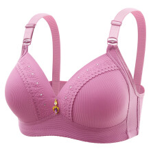 3PCS Women Bralette No Underwire Padded Wide Straps Solid Color Breathable Push Up Full Cover Middle-aged Ladies Wireless Bra,Purple,38C