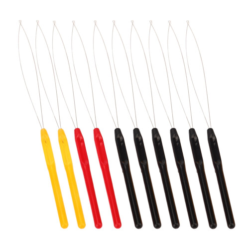 10pcs Loop Needle Threader For Hair Extensions Pulling Hook Tool And Bead Device Tool 1