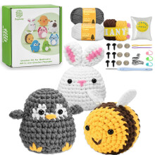Crochet Kit for Beginners,Amigurumi Crochet Animal Kit,Crochet Starter Kit Step-by-Step Video Tutorials,Beginner Crochet Kit for Adults,Crocheting