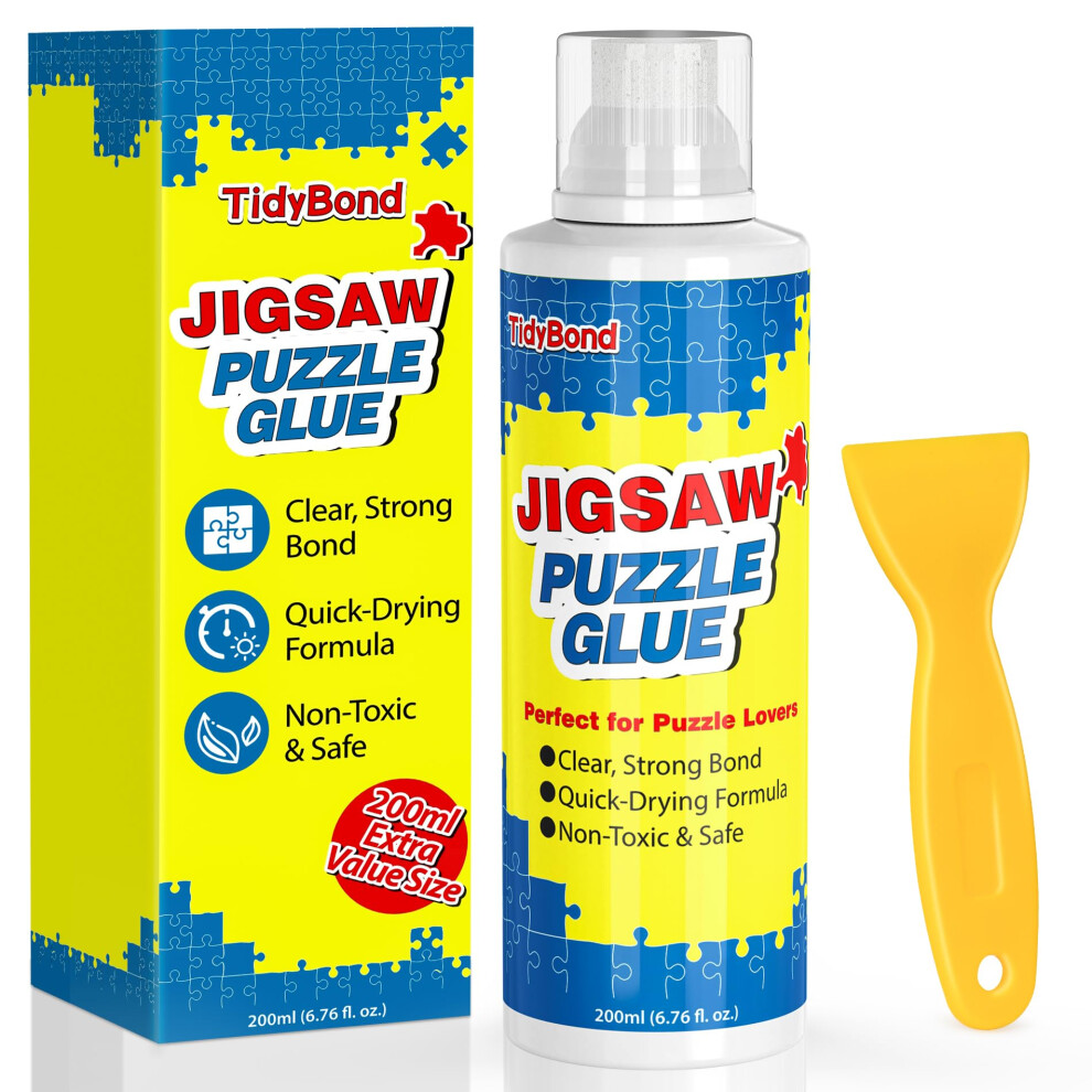 Jigsaw Puzzle Glue With Sponge Tip & Squeegee ? Clear, Fast-Drying Puzzle Sealer For 1000/3000/5000 Piece Puzzles ? Non-Toxic Adhesive For Paper & 5051222559529