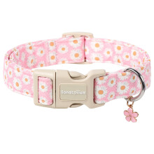 Lionet Paws Floral Dog Collar- Cute Daisy Pink Dog Collars with Plastic Buckle, Light Adjustable Dog Collars for Small Medium Dogs