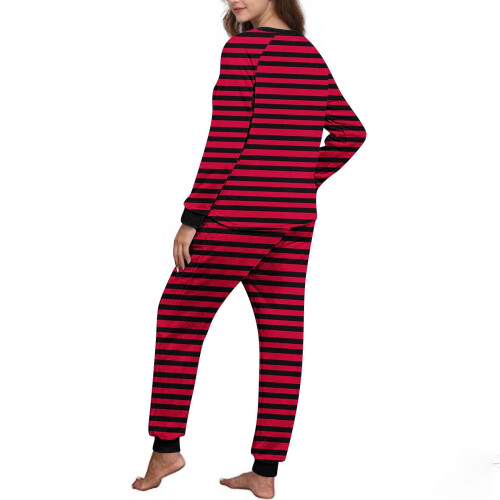 Damen Winterpyjama-Set Doppelfleece Bedrucktes Raglan-Lang 2