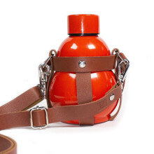Izolovaná retro fľaša na vodu s tekvicovým motívom, 280 ml, nehrdzavejúca oceľ 316, prenosná s popruhom, na vonkajšie/vnútorné použitie