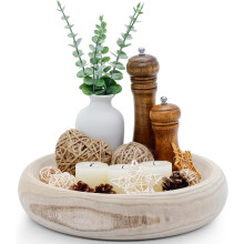 13 inch round paulownia wood bowl natural finish