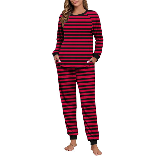 Damen Winterpyjama-Set Doppelfleece Bedrucktes Raglan-Lang 1