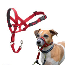 HALTI Headcollar Size 1 Red, UK Bestselling Dog Head Harness to Stop Pulling on the Lead, Easy to Use, Padded Nose Band, Adjustable & Reflective,