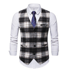 Men's Sleeveless V-Neck Short Vest Stripes Loose Versatile Formal Vest