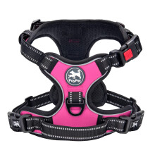 PoyPet No Pull Dog Harness with Neck Release Buckle, Reflective No-Choke Harness with 2 Leash Clip, Adjustable Soft Padded Pet Vest with Easy Control