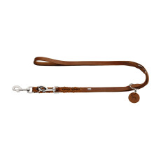 HUNTER Training leash Solid Education, 13/200 Soft genuine cow leather, cognac