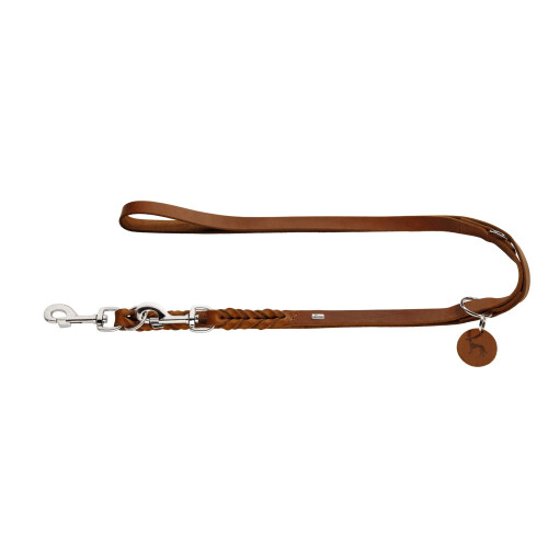Hunter HUNTER Training leash Solid Education, 13/200 Soft genuine cow leather, cognac