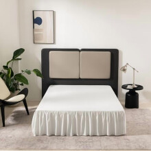 Ágyszoknya, King Size, fodros, osztott sarkú ágyszoknya, 40 cm-es, platformos, fodros, ráncolt stílus, 100% mikroszálas, elefántcsont színű