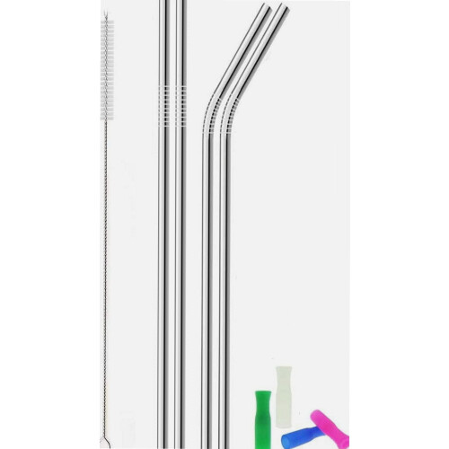 Canudos de aço inoxidável de 30 cm (12 polegadas), 4 unidades