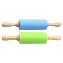 Set of 2 Child-Friendly Dough and Pizza Rolling Pins 23.5 x 4.2 cm for Baking and Cooking