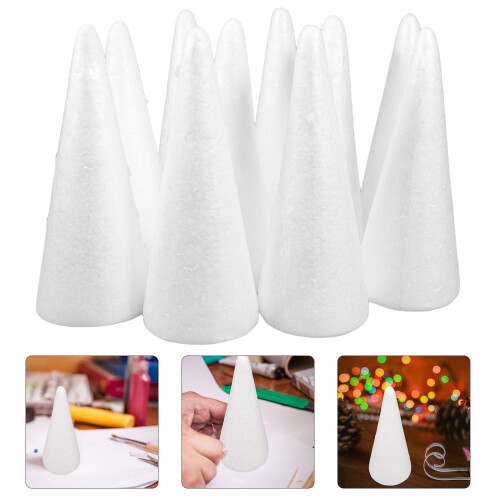 10Pcs Styro Cones for Crafts White Foam Cone for DIY Projects