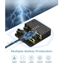 15FT Surge Protector Power Strip with 12 AC Outlets and 6 USB Ports (2 USB-C)