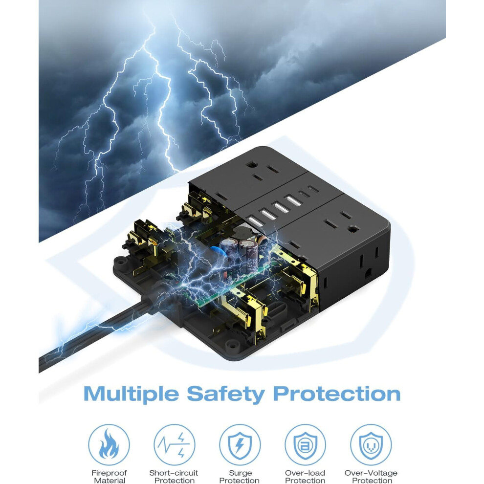 Surge Protector Power Strip 15 Ft 12 Ac Outlets 6 Usb Ports 9401284881933