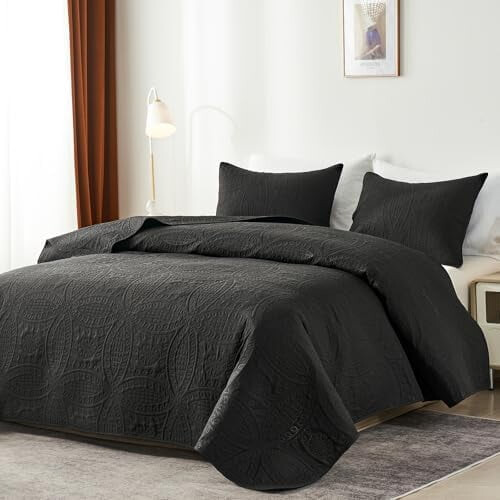 Σετ κλινοσκεπασμάτων King Quilt, Μαύρο, Μοντέρνο, 3 τεμάχια 1