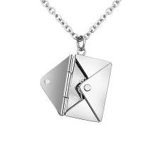 Envelope Love Letter Necklace for Women and Men Stainless Steel Engraved Locket with Phrase Love Letter Necklace for Wife Mom Girlfriend
