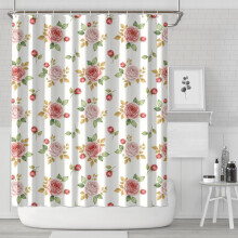 Floral Print Shower Curtain 84x72 Inches with 12 Hooks