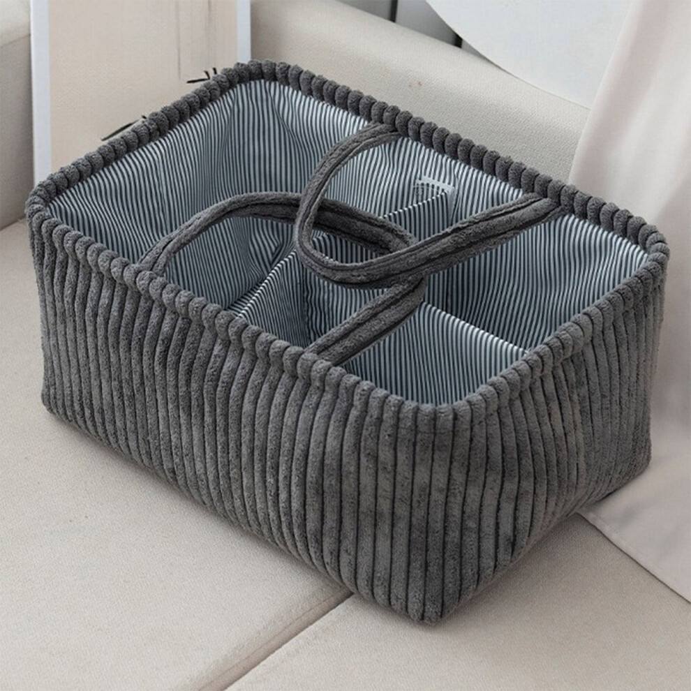 Portable Diaper Caddy Organizer With Handle, Wet Storage Bag & Compartments For Wipes & Essentials Gray