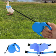 Retractable Leash Harness Set for Ducks, Chickens, Rabbits – Adjustable Traction Rope for Outdoor Poultry Adventures (197", Black, S)