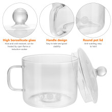 LEDMOMO ergonomic glass saucepan with lid 1.5L
