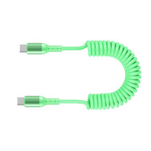 Câble télescopique USB-C vers USB-C, charge rapide, connecteurs mâle-mâle, pour tablettes et téléphones.