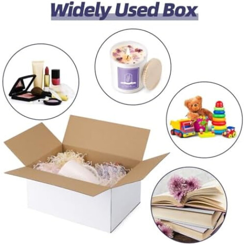 Conjunto de 40 caixas de papelão ondulado branco para envio, 10x7x5 polegadas (25,4x17,8x12,7 cm). Ideal para embalagens comerciais. 1