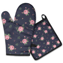 Pioneer Flower Ofenhandschuhe mit Blumenmuster, 2er-Pack, hitzebeständige Küchenhandschuhe, 19,5 x 30,5 cm